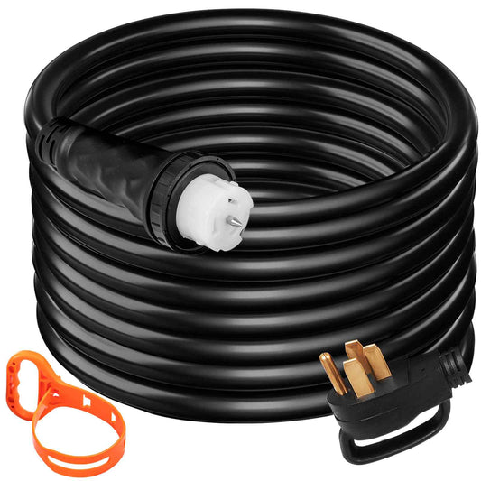 50 Amp Generator Extension Cord 75 Feet 125/250 Volts 6/3+8/1 AWG STW, for Generators, N14-50P & CS6364 Twist Lock Connectors, 12500 Watts Heavy Duty Pure Copper Power Cable, with Portable Strap