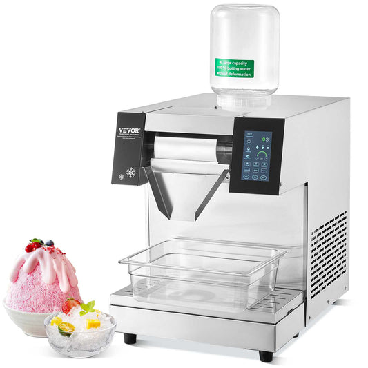 Commercial Snowflake Ice Machine, 573LBS/24H Snowflake Ice Maker, Stainless Steel Ice Shaver Machine, Electric Snow Cone Maker, Air Cooling System for Rapid Heat Dissipation, for Bakery, Cafe