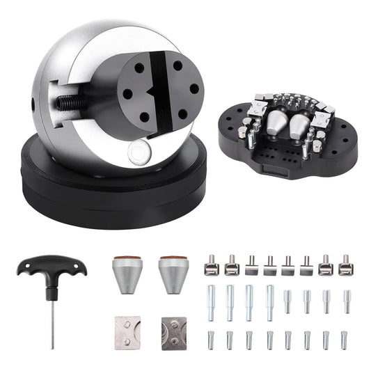 Ball Vise, 5" Engraving Setting Tool, 360° Rotation Engraving Block Vise, 35 PCS Attachment Jewelry Engraving Block Tools Standard Block for Gemstone Inlay and Small-Scale Engraving