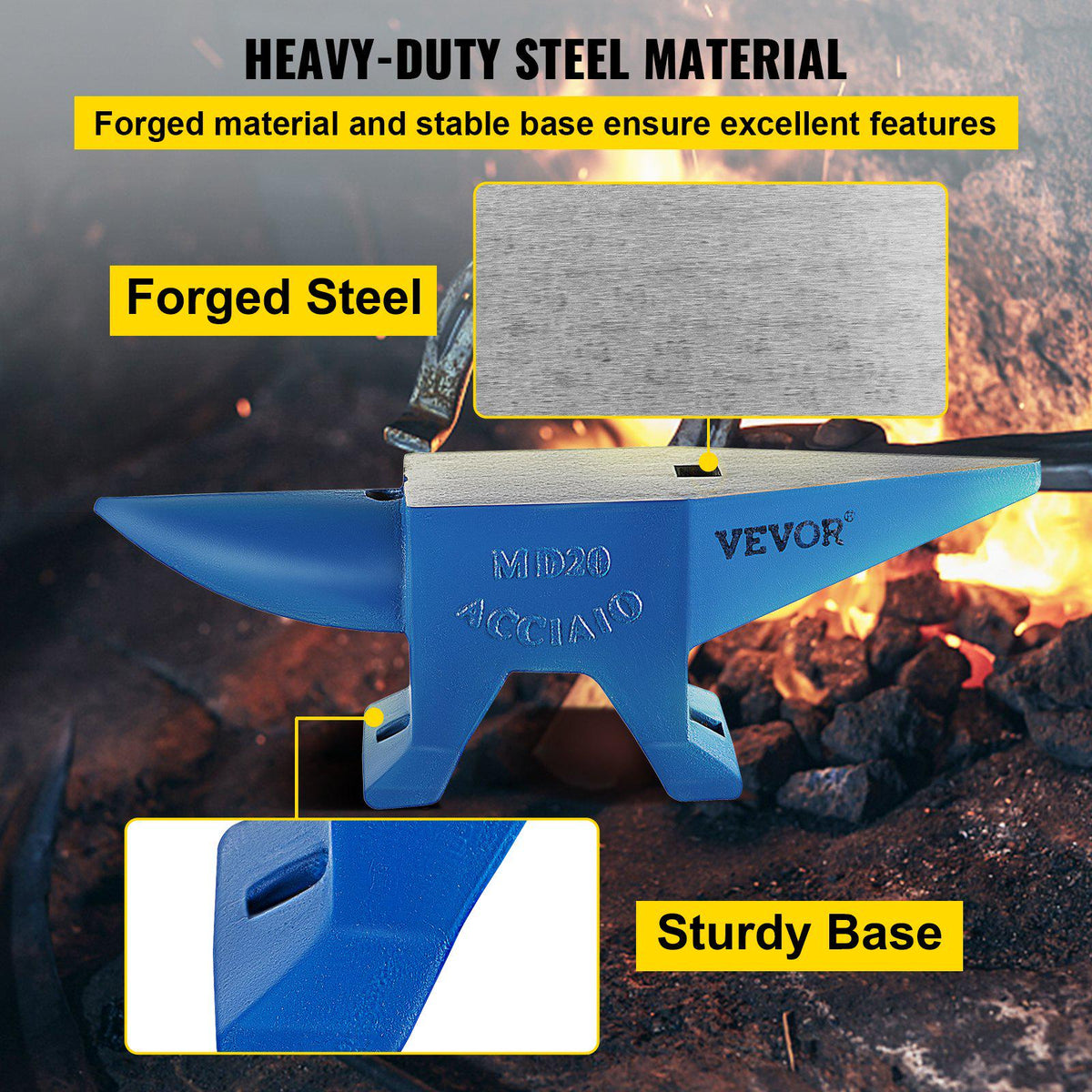 Single Horn Anvil 44Lbs Steel Anvil Blacksmith for Sale Forge Tools and Equipment Anvil Rugged Round and Square Hole Horn Anvil Blacksmith Jewelers Metalsmith Blacksmith Tool