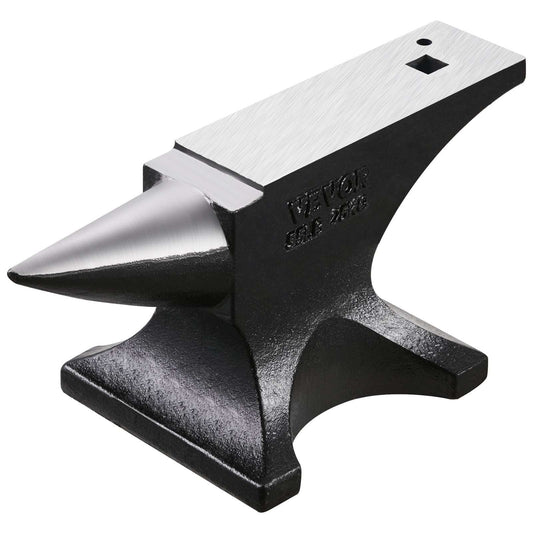 Single Horn Anvil, 55lbs Cast Steel Anvil, High Hardness Rugged Round Horn Anvil for Blacksmiths, with Large Countertop and Stable Base, Metal Working Tool for Metal Bending, Shaping, Twisting