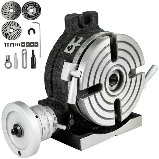 Rotary Table 6inch(150mm) Horizontal Vertical Milling Table 2/5inch(10mm) 4-Slot Milling Rotary Table MT-2 Rotary Table for Milling with Indexing Plate Set for Precision Milling Drilling
