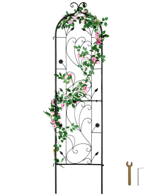 Garden Trellis for Climbing Plants, 60 x 15 in, Rustproof Metal Garden Flower Trellis, Outdoor Climbing Rose Trellis Cucumbers Support, Decorative Tall Clematis Trellis for Courtyards Lawns