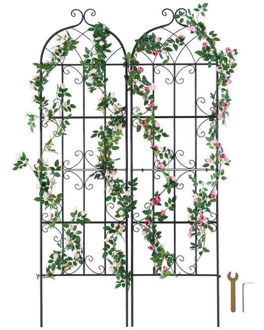 Garden Trellis for Climbing Plants, 71 x 20 in, 2 Packs Rustproof Metal Garden Flower Trellis, Outdoor Climbing Rose Trellis Cucumbers Support, Decorative Clematis Trellis for Courtyards Lawns