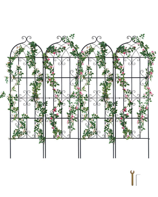 Garden Trellis for Climbing Plants, 71 x 20 in, 4 Packs Rustproof Metal Garden Flower Trellis, Outdoor Climbing Rose Trellis Cucumbers Support, Decorative Clematis Trellis for Courtyards Lawns