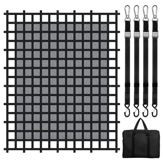 Cargo Net, 120 in x 105 in, Heavy Duty Truck Cargo Net for Truck Bed, 4 Adjustable Straps with Carabiners & S-Hooks, Wear-resistant & Weather-proof, Suitable for Pickup, Truck, Jeep, SUV, Boat