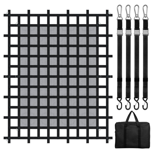 Cargo Net, 96 in x 81 in, Heavy Duty Truck Cargo Net for Truck Bed, 4 Adjustable Straps with Carabiners & S-Hooks, Wear-resistant & Weather-proof, Suitable for Pickup, Truck, Jeep, SUV, Boat