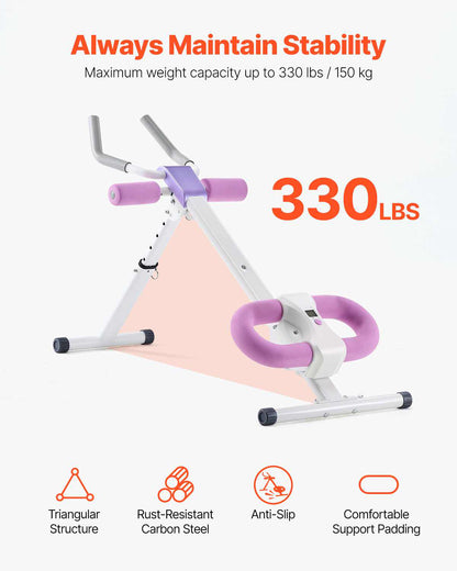 AB Workout Machine, Ab Workout Equipment at Home Gym, Core & Abdominal Trainers for Women, 330 lbs Weight Capacity Strength Training Ab Cruncher, Foldable Adjustable Fitness Exerciser