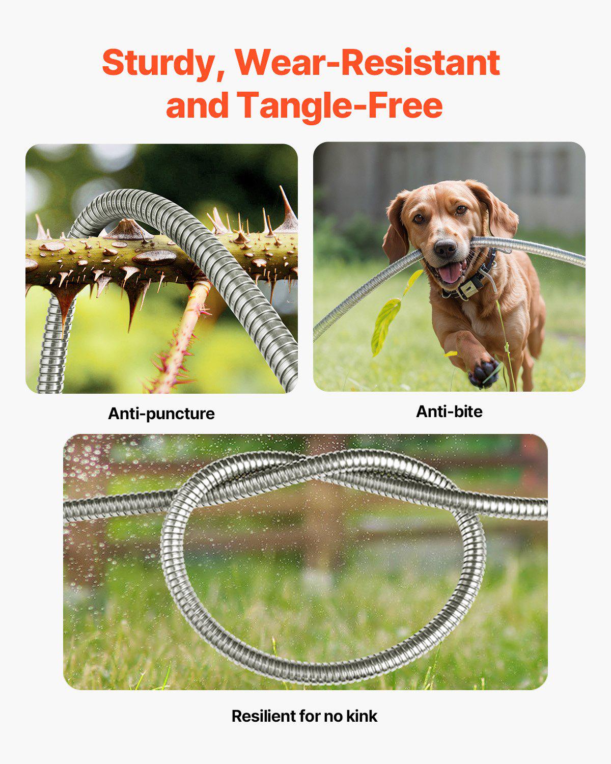 Metal Garden Hose 150 ft, Rust Proof Stainless Steel Water Hose, Heavy Duty Backyard Hose with 10 Function Nozzle, No-Kink & Flexible Water Pipe, Lightweight Metal Hose for Yard, Outdoor