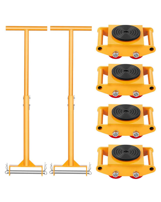 Machine Skate, 6T Machinery Skate Dolly, 13228 lbs Machinery Moving Skate, Machinery Mover Skate with 360° Rotation Cap and PU Directional Rollers, Heavy Duty Industrial Moving Equipment, Yellow