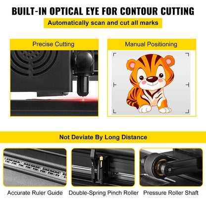 53-Inch Automatic Contour Vinyl Cutter Plotter Force & Speed Adjustable Sign Cutting With Floor Stand & Signmaster Software