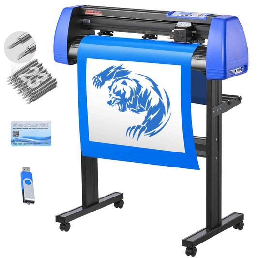 Vinyl Cutter, 28" Vinyl Cutter Machine with 20 Blades, Maximum Paper Feed 720mm Vinyl Plotter Cutter Machine with Sturdy Floor Stand Adjustable Force and Speed for Sign Making