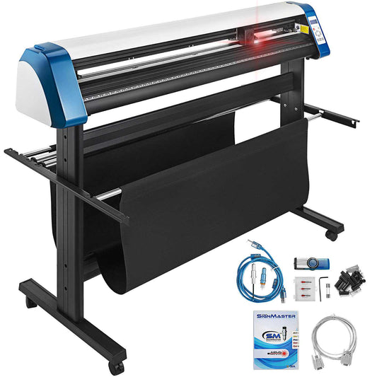 Vinyl Cutter 53 Inch Vinyl Cutter Machine Semi-Automatic DIY Vinyl Printer Cutter Machine Manual Positioning Sign Cutting with Floor Stand Signmaster Software