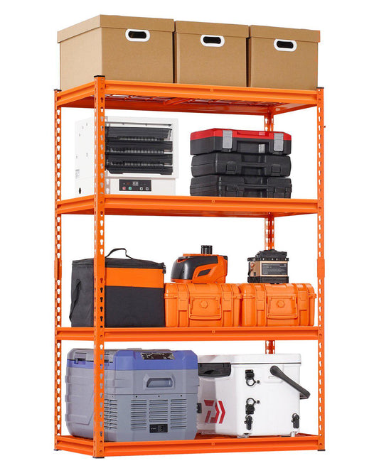Storage Shelves, 2400 lbs, 4 Tier Heavy Duty Garage Shelving, 20" D x 40" W x 60" H Adjustable Metal Shelves for Industrial Shelving Unit Utility Shelf, for Kitchen, Warehouse, Basement, Orange
