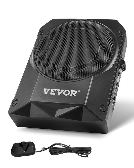 10" 400W Underseat Car Subwoofer, Slim Powered Car Subwoofers Under the Seat, Low Profile Audio Sub Built-in Amplifier, High/Low Level Input & Volume Controller for SUVs, Car, Truck, RV