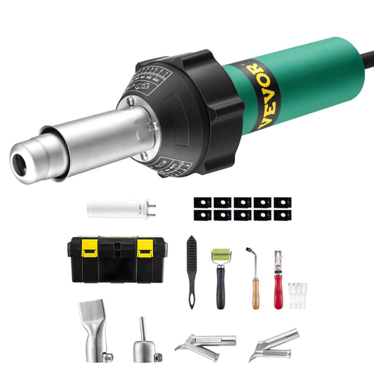 Hot Air Plastic Welder, 1600W Hot Air Torch Pistol, 122-1112℉ PVC TPO Vinyl Heat Gun Welding Torch, Plastic Roofing Welding Kit with 11 Accessories- Toolbox, Nozzle, Roller, Blades for PP/PE/PVC