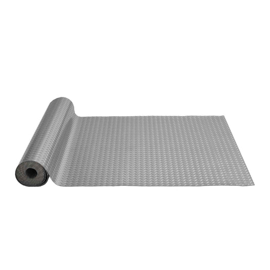 Garage Floor Mat, 303.15 x 43.31 inch PVC Garage Flooring Roll, Non-slip Diamond Texture, 91.17 sq.ft Covering Space, Garage Mats for Under Cars, for Gyms Boats Car Trailer, Silver