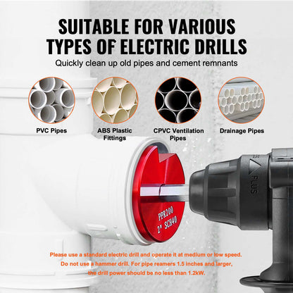 4Pcs PVC Pipe Reamer Kit, Plastic Pipe Fitting Socket Saver Tool Kit, Includes 1-1/2", 2", 3", 4", for PVC, CPVC, and ABS Fittings, with Tool Box, for Exhaust, Drain, Water Pipes Cleaning