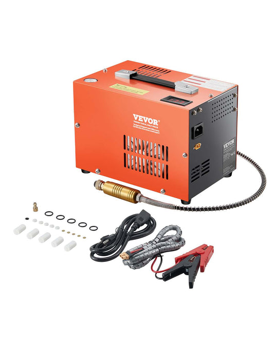 PCP Air Compressor, 4500PSI/30Mpa Portable PCP Airgun Compressor with Built-in Converter & Fan Cooling System, DC12V/AC120V Manual-Stop Air Rifle, Paintball and Scuba Tank Compressor Pump
