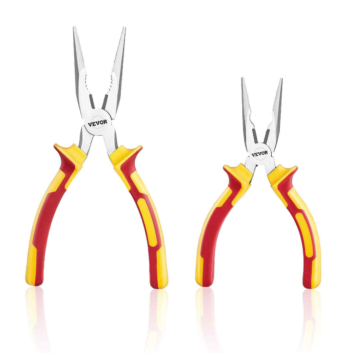 2-Piece Needle Nose Pliers, 8 in Long Needle Nose Plier and 6 in Small Needle Nose Plier, 45 Steel and TPR Handle, for Wire Wrapping, Handmade Craft, Jewelry Making Supplies, Repairing
