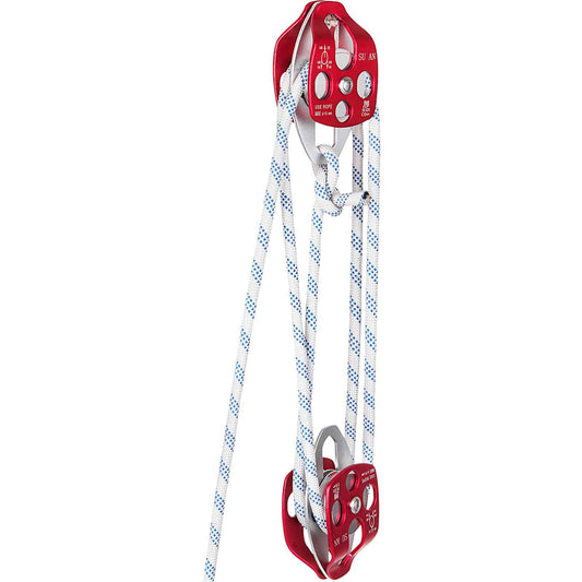 Twin Sheave Block and Tackle 0.43-0.5Inch 100-200Ft Twin Sheave Block with Braid Rope 30-35KN 6600-7705LBS Double Pulley Rigging (1/2" x 200')