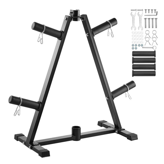 Weight Plate Rack, A Frame Weight Plate Tree for 2-Inch Weight Plates, Standard Weight Plate Tree, 300 lbs Load Capacity Weight Storage Holder, Home Gym Barbell Rack Storage Stand, Black