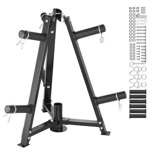 Weight Plate Rack, Weight Plate Tree for 2-Inch Weight Plates, Standard Weight Plate Tree, 300 lbs Load Capacity Weight Storage Holder, Home Gym Barbell Rack Storage Stand, Black
