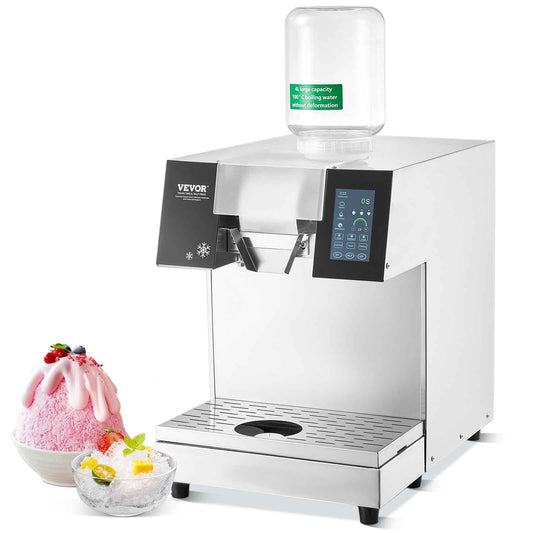 Commercial Snowflake Ice Machine, 397LBS/24H Snowflake Ice Maker, Stainless Steel Ice Shaver Machine, Electric Snow Cone Maker, Liquid Cooling System for Rapid Heat Dissipation, Ice Cream