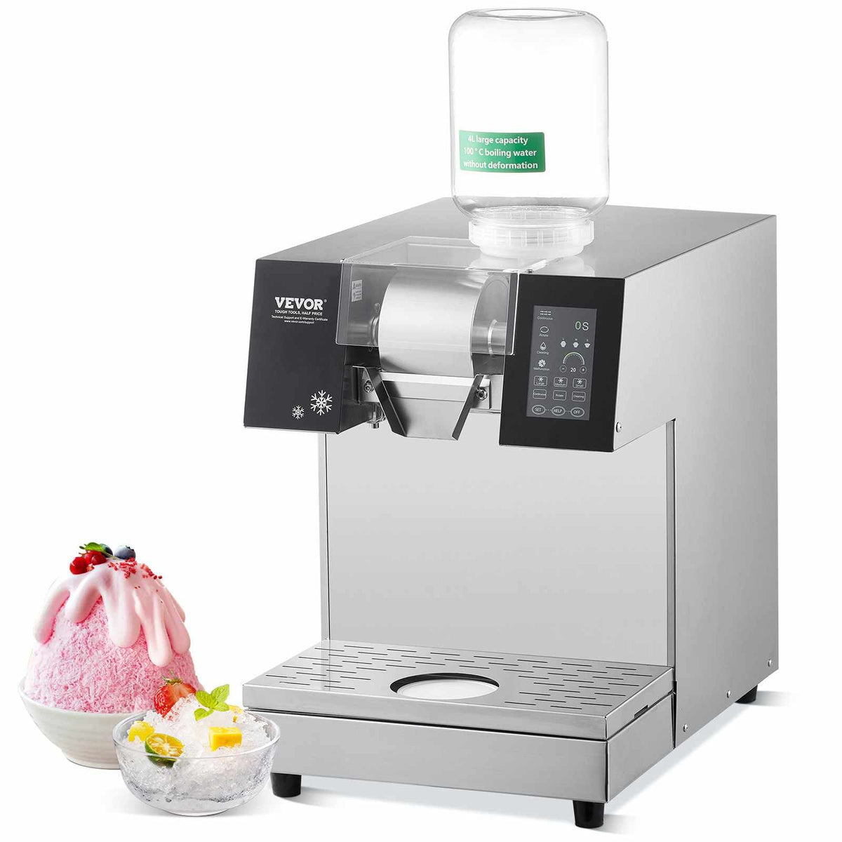 Commercial Snowflake Ice Machine, 529.1LBS/24H Snowflake Ice Maker, Stainless Steel Ice Shaver Machine, Electric Snow Cone Maker, Liquid Cooling System for Rapid Heat Dissipation, Ice Cream