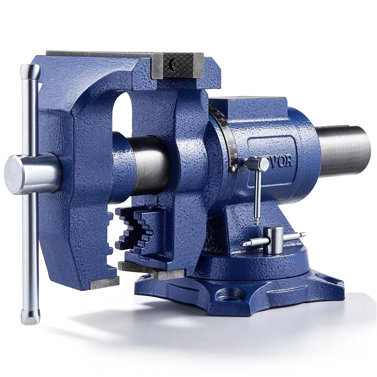 Heavy Duty Bench Vise, 6-1/2" Jaw Width, 5" Max Jaw Opening Multi-Purpose Ductile Iron Bench Vise with Anvil, 360° Swivel Base Head, 3" Throat, 5620 lbs Clamp Force, for Pipe Repairing Metalworking