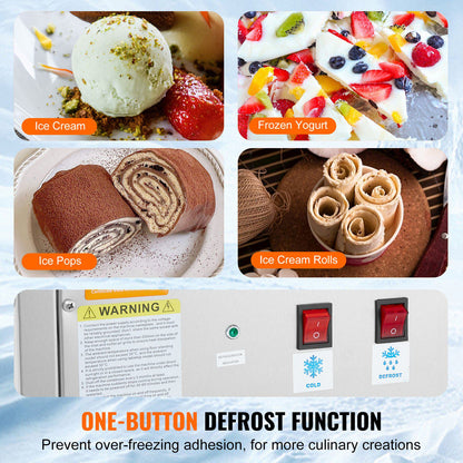 Fried Ice Cream Roll Machine, 11" x 9.5" Stir-Fried Ice Cream Pan, Stainless Steel Rolled Ice Cream Maker with Compressor and 2 Scrapers, for Making Ice Cream, Frozen Yogurt, Ice Cream Rolls