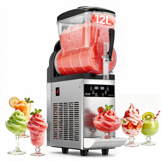 Commercial Slushy Machine, 12L Single Tank Frozen Drink Machine, 48 Cups Stainless Steel Margarita Smoothie Frozen Drink Maker, Slushie Maker for Home Party Restaurants Cafe Bars