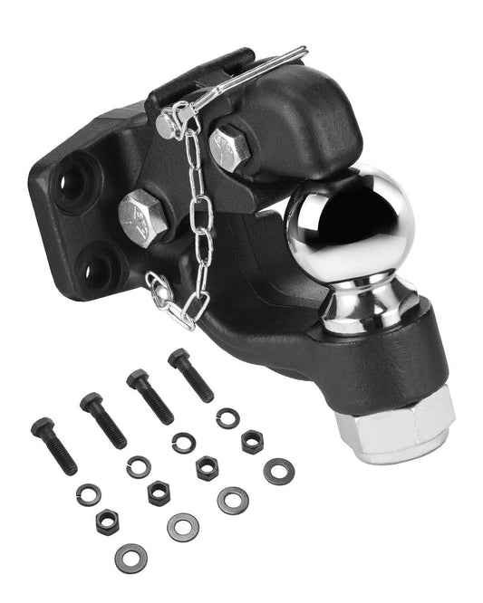 Pintle Hook, 20000 lbs Towing Capacity, Trailer Hitches Receiver Hook Combination 2-5/16-inch Hitch Ball, Fits 2.5 to 3-inch Lunette Ring with Mounting Kit, Wear-resistant, Black Powder Coat