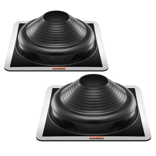 2 Pcs Roof Pipe Flashing Boots, Fit Pipe OD 6-3/4" to 14", Flexible EDPM Roofing Jack Pipe Flashing, High Temp -67℉ to 212℉, Endurable Metal Base, for Chimney, Wood Stove & Outdoor Vent Pipes