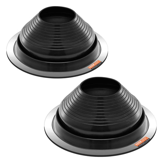 2 Pcs Roof Pipe Flashing Boots, Fit Pipe OD 6" to 11", Flexible EDPM Roofing Jack Pipe Flashing, High Temp -67℉ to 212℉, Endurable Round Metal Base, for Chimney, Wood Stove & Outdoor Vent Pipes