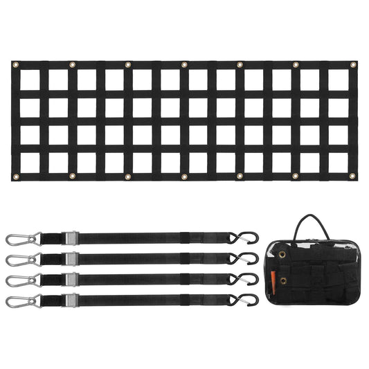 Tailgate Net, 60 in x 18 in, Heavy Duty Cargo Net for Truck Bed with 4 Adjustable Telescopic Straps, Extendable & Durable, Flexible Adjustment, Suitable for Pickup, Trailer, Truck, Jeep, SUV