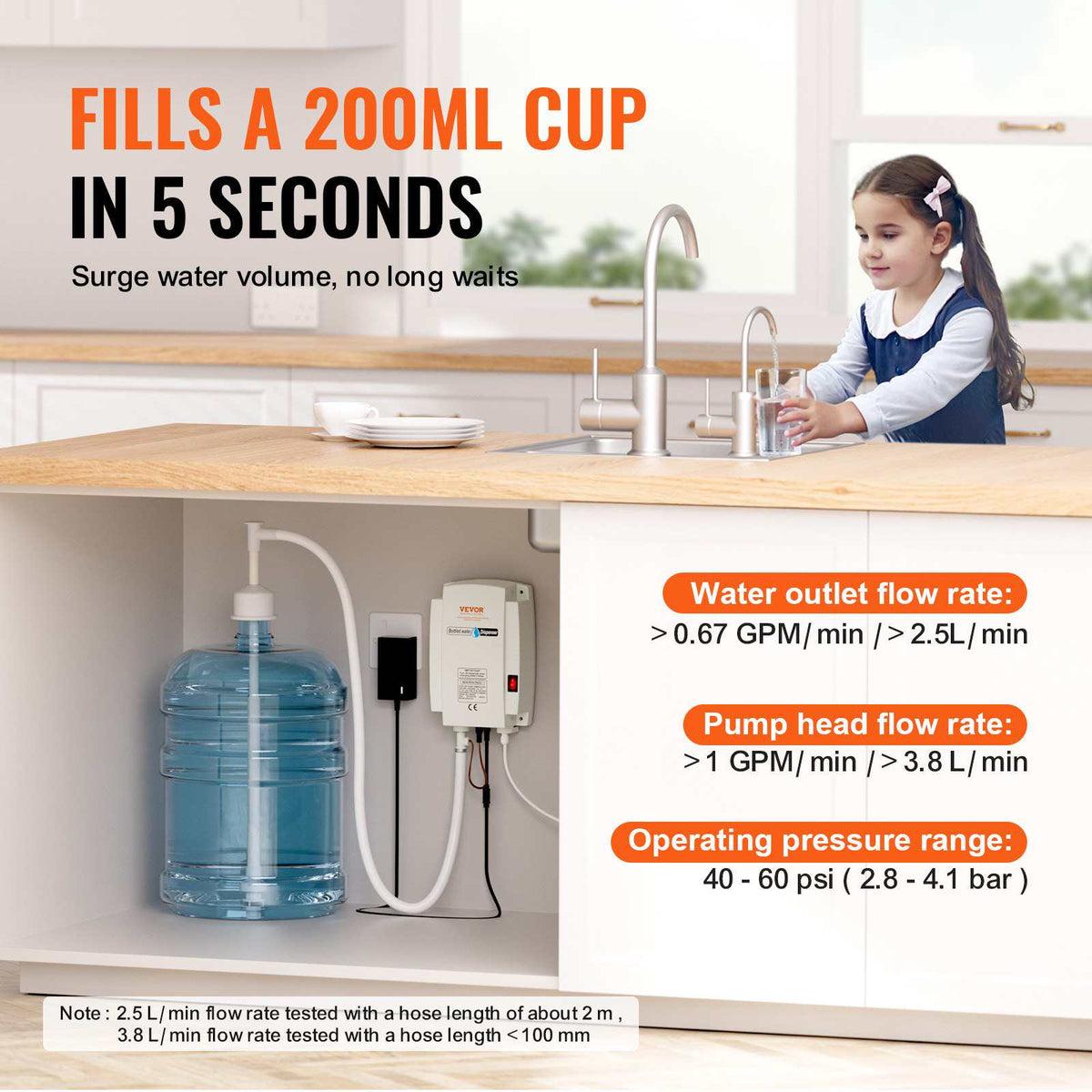 Bottled Water Dispenser Pump System, 5 Gallon Dispensing System, Automatic Electric Water Dispenser, Single Inlet Water Jug Pump, Compatible Use with Coffee/Tea Machine, Refrigerator, Ice Maker