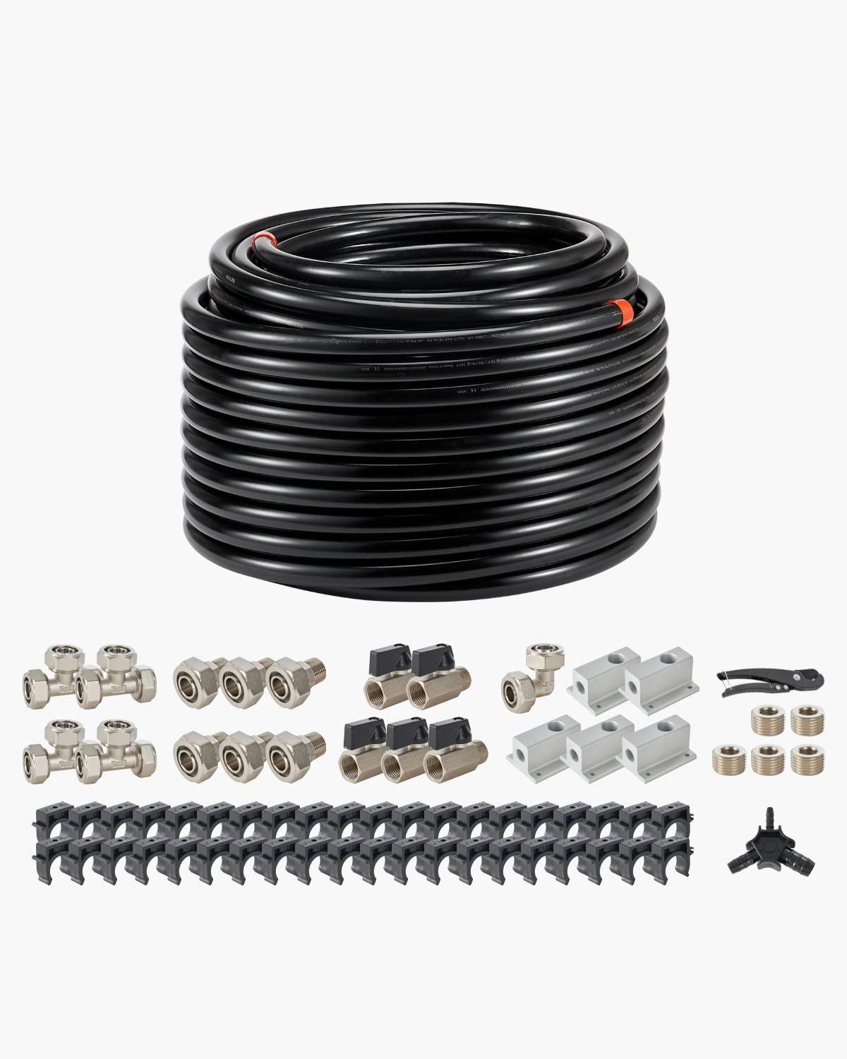 Air Compressor Line Kit, 200FT x 3/4", HDPE-Aluminum Compressed Air Piping System, Leak-Proof & Easy-to-Install, Compressed Air Line Tubing Kit for Garages Workshops, Black