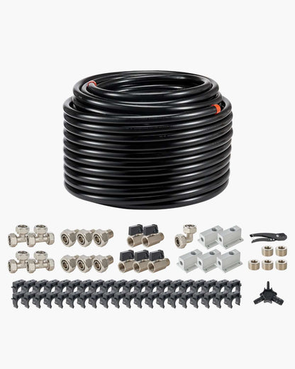 Air Compressor Line Kit, 200FT x 3/4", HDPE-Aluminum Compressed Air Piping System, Leak-Proof & Easy-to-Install, Compressed Air Line Tubing Kit for Garages Workshops, Black
