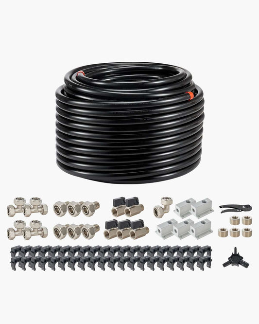 Air Compressor Line Kit, 200FT x 3/4", HDPE-Aluminum Compressed Air Piping System, Leak-Proof & Easy-to-Install, Compressed Air Line Tubing Kit for Garages Workshops, Black
