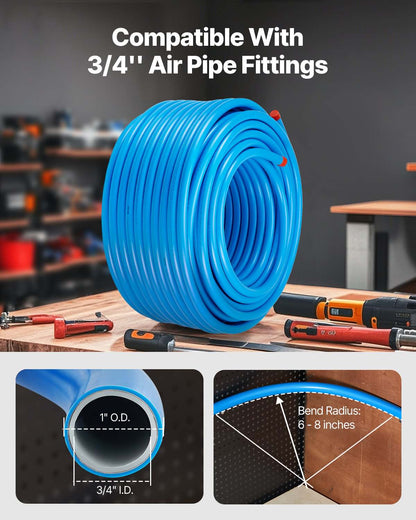 Air Compressor Line Kit, 300FT x 3/4", HDPE-Aluminum Compressed Air Piping System, Leak-Proof, Pressure-Resistant & Easy-to-Install, Compressed Air Line Tubing Kit for Garages Workshops, Blue
