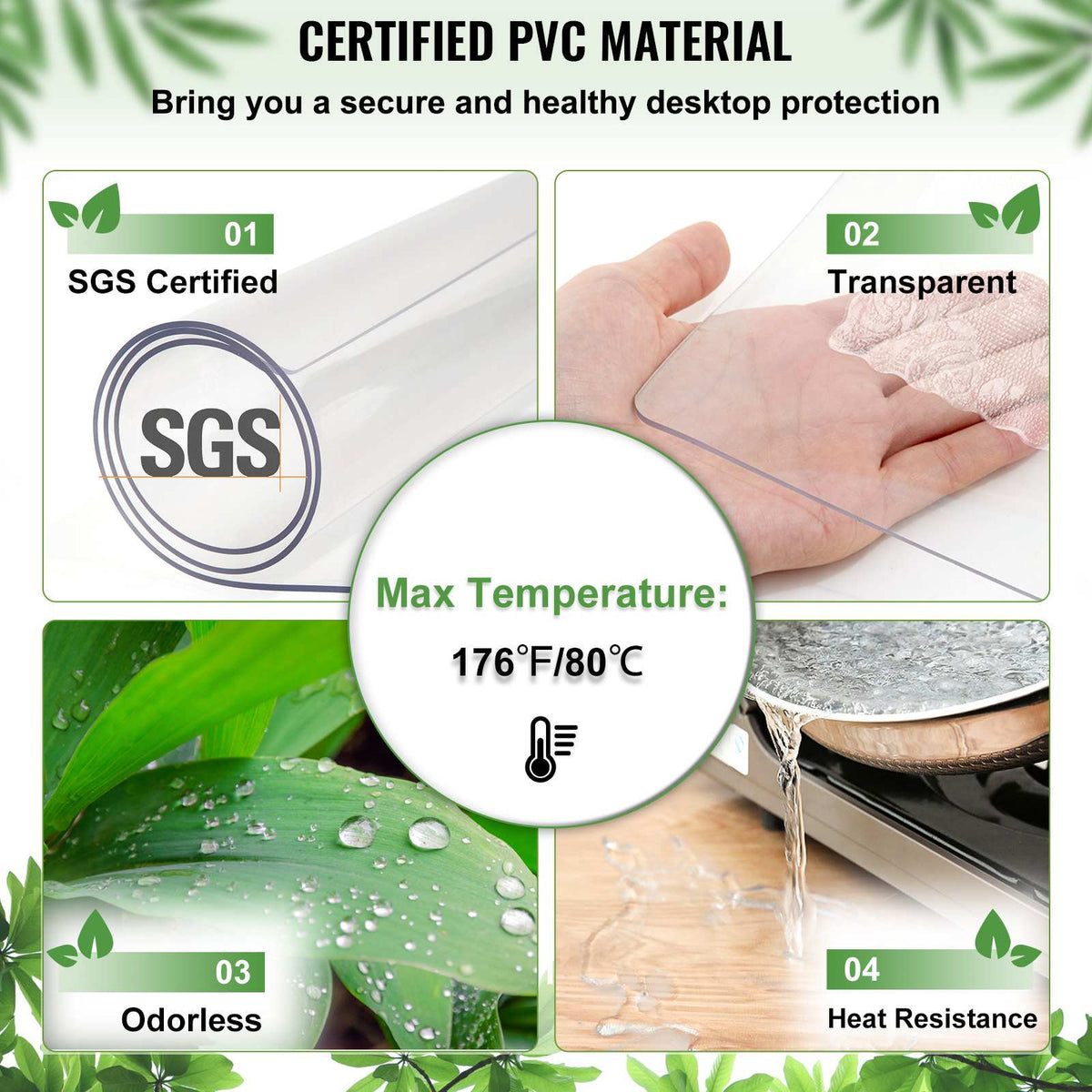 Plastic Table Cover, 45"x100"x0.06", Transparent PVC Table Protector, Rectangle Clear Desk Mat, Water Oil Proof Table Cover for Dining Table Coffer Table Kitchen Worktable Dresser Cabinet, etc.