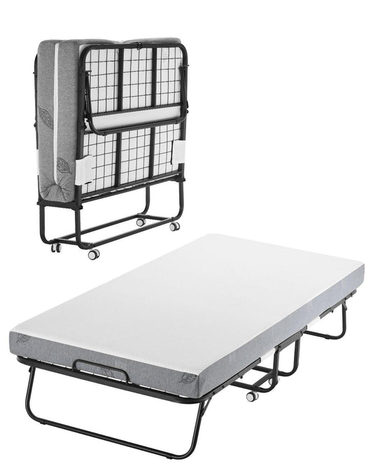 Rollaway Bed, 38 in x 75 in Folding Bed with 5 in Mattress, Twin Size Foldable Bed with Sturdy Metal Frame & Memory Foam Mattress, Portable Twin Roll Away Bed with Mattress, for Adults, Guest