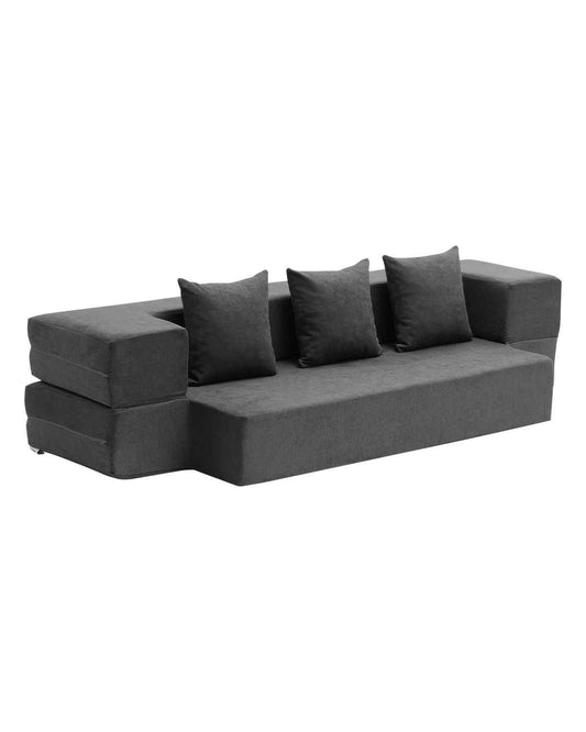 Folding Sofa Bed, 3-in-1 Foldable Couch Bed with 3 Pillows and Washable Cover, 25D High Density Memory Foam Convertible Sleeper Chair Bed, Futon Couch for Living Room, Bedroom, Dark Grey(Twin)