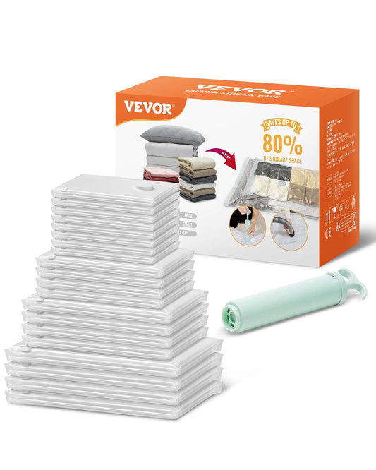 Vacuum Storage Bags, 20 Pack Space Saver Seal Bag(4 Jumbo/4 Large/4 Medium/4 Small/4 Roll), Compression Airtight Zipper Space Bags with Hand Pump, for Cloth, Bedding, Blanket, Pillow, Travel