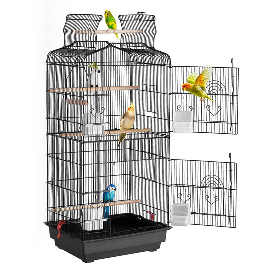 41-inch Open Top Large Parrot Bird Cage, Hanging Bird Cage for Parakeets Finches Canaries Lovebirds Cockatiels Budgies Small Quaker Conures Travel Pet Flight Birdcage with Swing and Perch