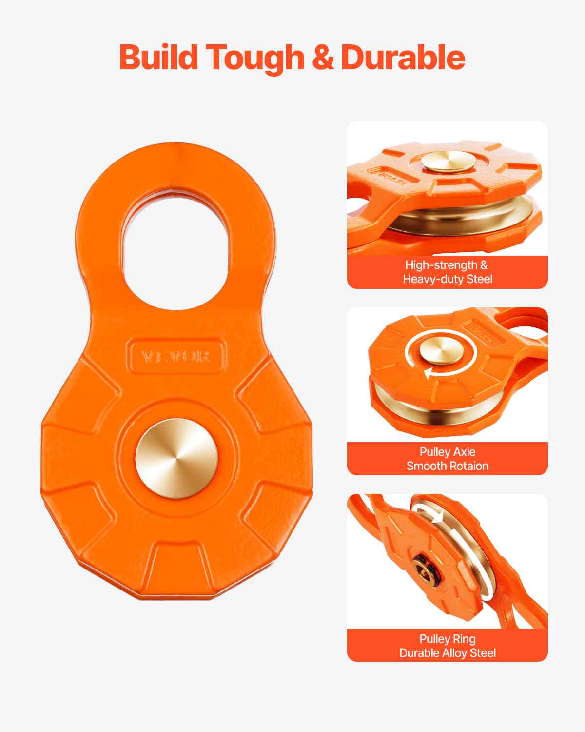 30 T Snatch Block for Winch Recovery, 66,000 lbs Break Strength Pulley System with 0.4" - 0.55" Rope, Heavy Duty Offroad Recovery Accessory for Towing & Recovery on Truck, Tractor, ATV & UTV