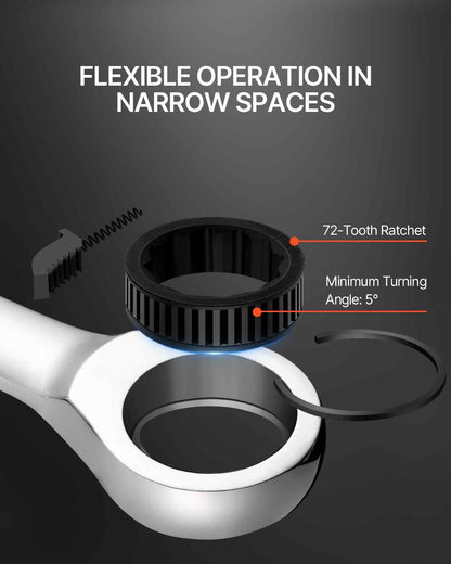 Combination Wrench Set, 30-Piece Ratcheting Wrench Set with Organizer Rack, Cr-V Steel Wrench Set SAE 1/4" to 1", Metric 8 mm to 24 mm, Ideal for General Household, Garage, Workshop, Emergency